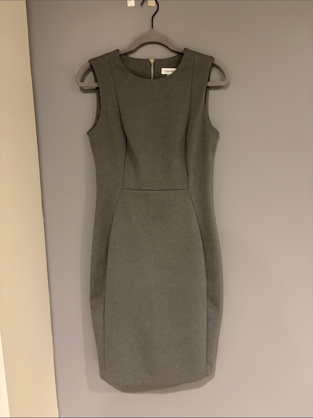 Calvin Klein Sleeveless Gray Ponte Sheath Dress